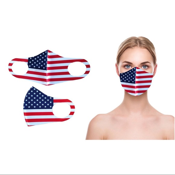 NWT 2 Reusable Washable USA Flag Face Masks - Picture 1 of 2